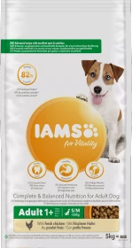 IAMS for Vitality für ausgewachsene Hunde kleiner und mittelgroßer Rasse, mit Huhn, 5kg