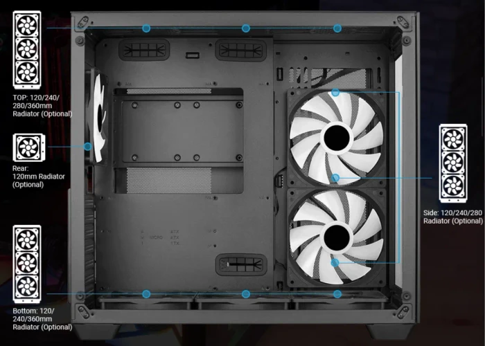 AeroCool Dryft [V1], Lüfter LED Fixed RGB, Glasfenster