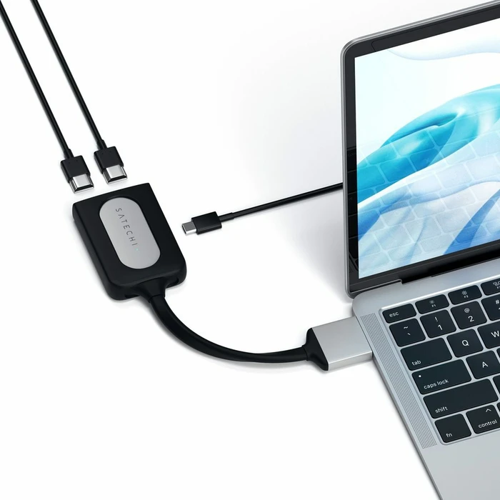 Satechi 4K 60Hz 2x USB-C auf Dual HDMI Adapter, silver