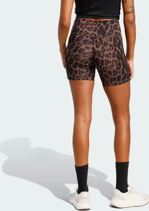 adidas Seasonal Essentials Biker Shorts mit Leopardenprint und 3-Streifen Hose kurz multicolor/earth strata (Damen)