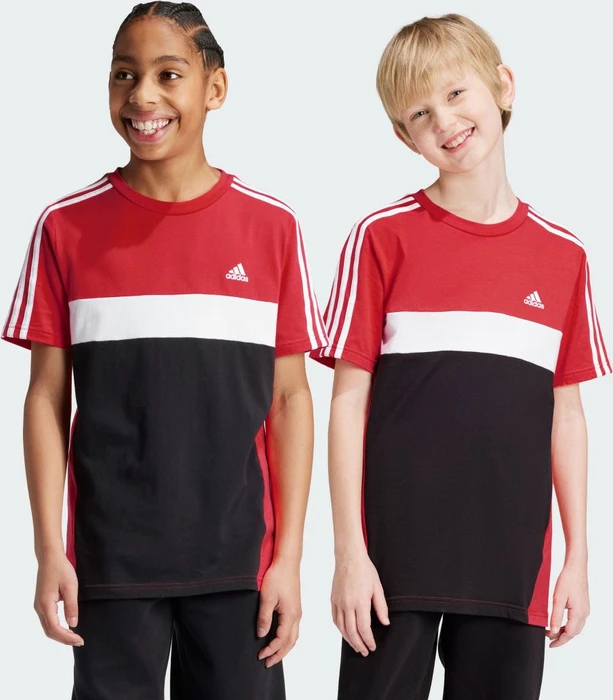 adidas Tiberio 3-Streifen Colorblock Cotton T-Shirt kurzarm bright red/black/white (Junior)