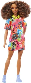 Mattel Barbie - Fashionistas lockige braune Haare T-Shirt-Kleid mit Graffiti-Druck