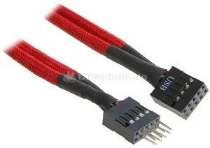BitFenix Alchemy interne USB-Verlängerung, 0.3m, sleeved rot