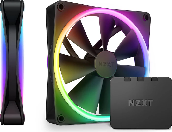 NZXT F Series F140 RGB DUO Twin Pack, Matte Black, schwarz, LED-Steuerung, 140mm, 2er-Pack