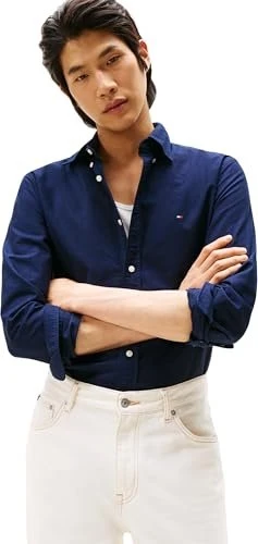 Tommy Hilfiger Regular Fit Oxford Flag-Stickerei Hemd langarm preppy navy/navy blue solid (Herren)