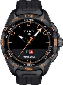 Tissot T-Touch Connect Solar schwarz/orange mit Kautschukarmband schwarz