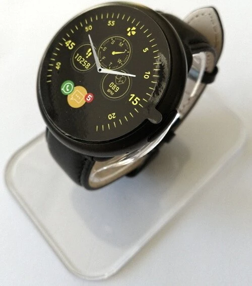 MyKronoz ZeRound 2 HR Premium schwarz mit Lederarmband schwarz