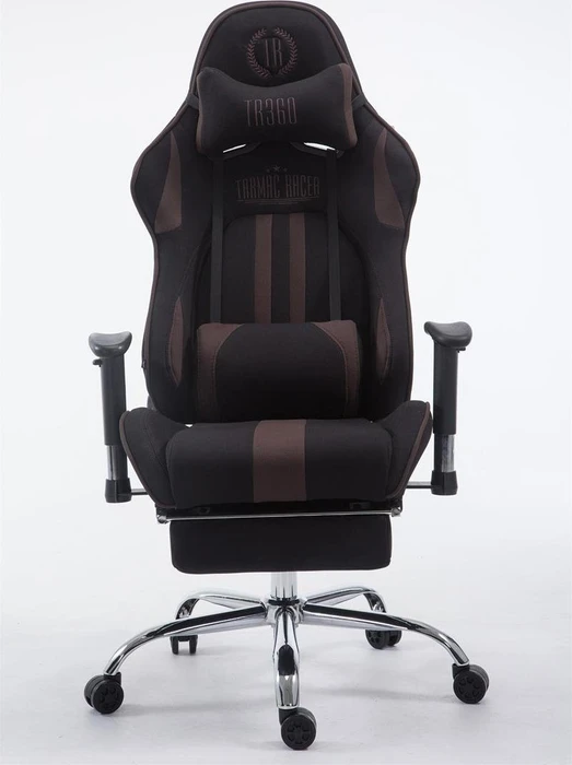 CLP Racing Limit V2 Stoff Gamingstuhl mit Fußstütze, schwarz/braun
