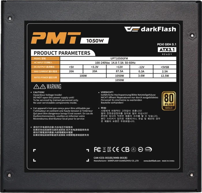 DarkFlash PMT Series PMT1050 schwarz 1050W, ATX 3.1