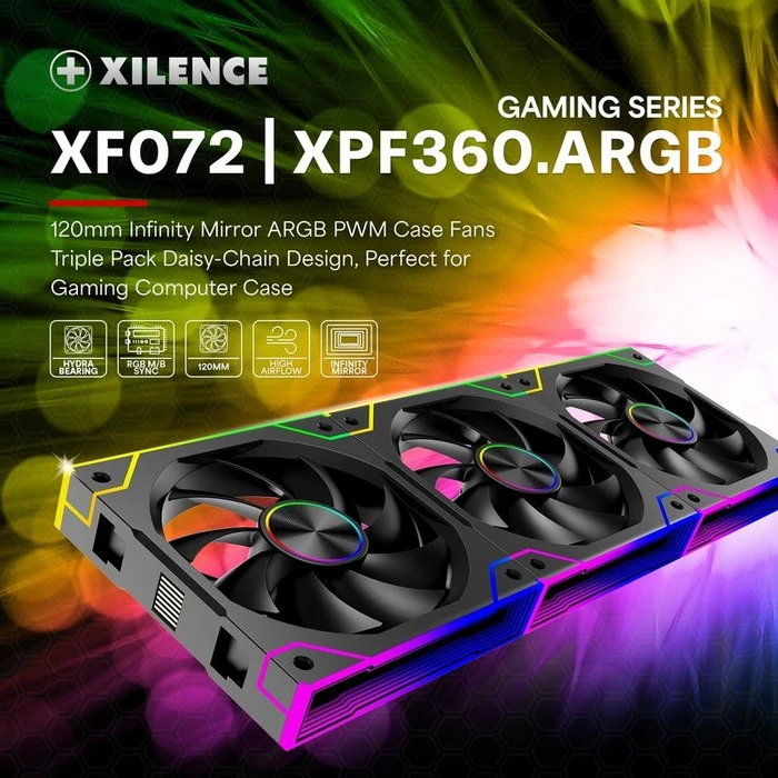 Xilence Gaming Series XF072 ARGB, schwarz, 120mm, 3er-Pack