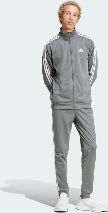 adidas Basic 3-Streifen Tricot Trainingsanzug grey four (Herren)