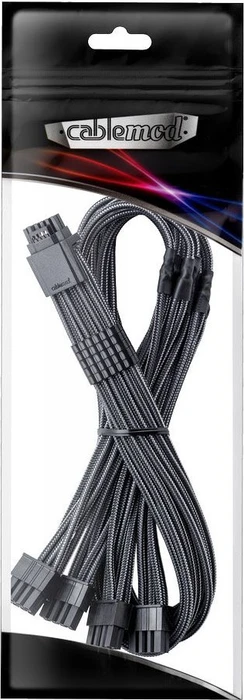 CableMod C-Series Pro ModMesh, 12V-2x6 Kabel, Corsair Type 4/Type 3, 4x 8-Pin PCIe Stecker auf 16-Pin PCIe 5.1 12V-2x6 Stecker, Adapterkabel, carbon, 60cm