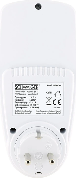 Schwaiger Energiekosten-/ Einspeisemessgerät mit beleuchtetem Display