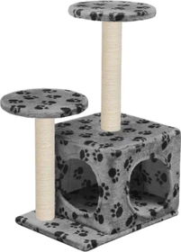 vidaXL Katzen-Kratzbaum Sisal, 60cm mit Pfoten-Aufdruck, beige/grau
