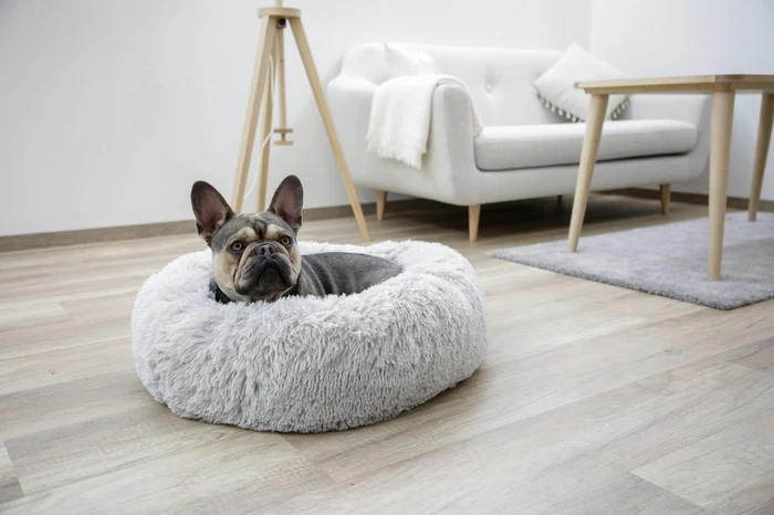 Kerbl Kuschelbett Fluffy, Ø60x18cm, hellgrau (80423) – Bild 3 von 4