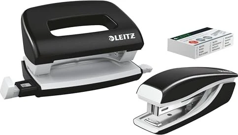 Leitz NeXXt WOW, Mini-Locher und Hefter, schwarz, Set