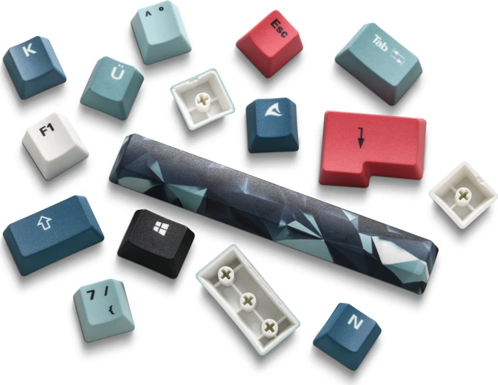 Sharkoon Skiller SGK50 S3 Design Bundle D1 - XXL Mousemat+Keycaps, Kunststoff (PBT) Double-Shot, türkis/orange, 85 Tasten, ISO-DE