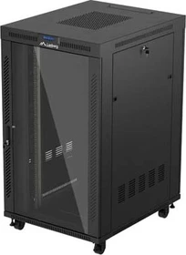 Lanberg 19" Rackschrank 27HE, LCD, freistehend, Flat Pack, V2, Glastür, IP20, RAL 9004, 1000mm tief