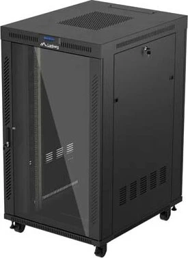 Lanberg 19" Rackschrank 27HE, LCD, freistehend, Flat Pack, V2, Glastür, IP20, RAL 9004, 1000mm tief