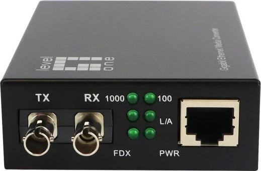 LevelOne GVT-2003 Gigabit Medienkonverter, 1x RJ-45, ST-Duplex MM, 20km