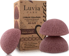 Luvia Cosmetics Konjac Peelingschwamm red clay, 3 Stück