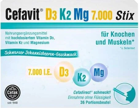 Cefavit D3 K2 Mg 7.000 I.E. Stix Granulat Portionsbeutel, 36 Stück