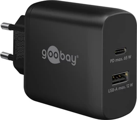 Wentronic Goobay USB-C PD GaN Dual-Schnellladegerät 65W schwarz