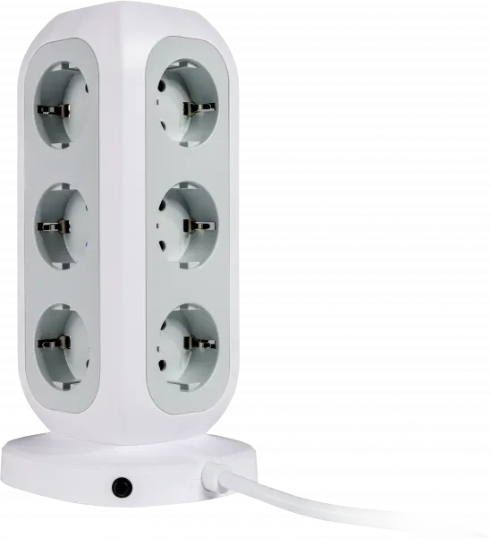 Verbatim EUPT-01 Steckdosenturm, 11-fach, 2x USB-C/2x USB-A, 2m, weiß