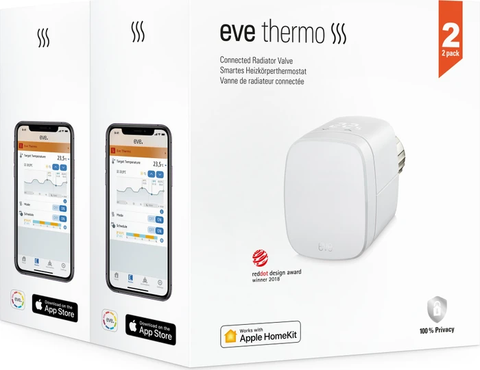 Eve Thermo 2024 (4. Generation/Matter) Heizkörperthermostat, Heizungssteuerung, 2er-Pack
