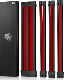 AsiaHorse GPU/CPU Cable Extension Kit, 1x 24-Pin, 1x 4/8-Pin ATX, 2x 8-Pin PCIe, 16AWG, rot/schwarz, 30cm