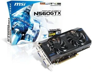 MSI GeForce GTX 560, N560GTX-M2D1GD5, 1GB GDDR5, 2x DVI, Mini HDMI