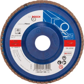 Bosch Professional X551 Expert for Metal Fächerschleifscheibe gerade K40, 125x22.23mm, 1 Stück