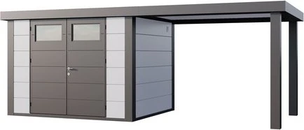 Telluria Classico 3024 Gerätehaus inkl. Anbau 2.84m rechts weiß/grau