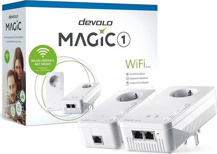 devolo Magic 1 WiFi Multiroom Kit, Powerline/WLAN-Access Point und Powerline-Adapter Set, 2er-Bundle