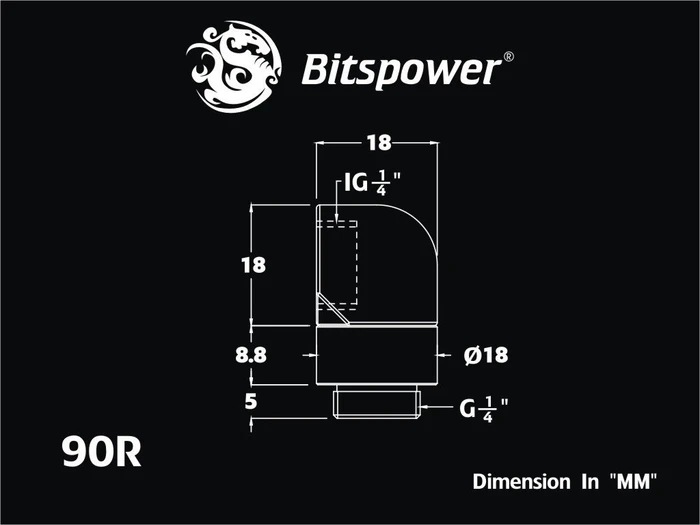 Bitspower Winkel G1/4" auf G1/4" drehbar glänzend silber
