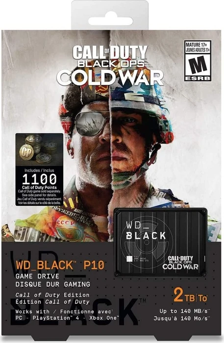 Western Digital WD_BLACK P10 Game Drive, 2TB, Special Edition Call of Duty Black Ops Cold War, USB 3.0 Micro-B