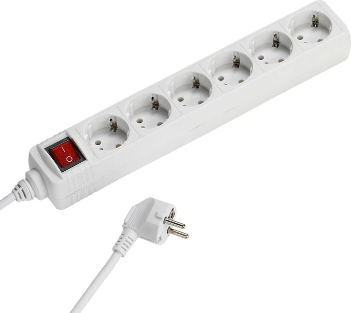 Vivanco ES6 W15 mit Schalter, 6-fach, 1.4m, weiß