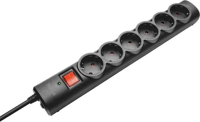Trust Surge Protector 6 Steckdosenleiste mit Überspannungsschutz und Schalter, 6-fach, 1.8m