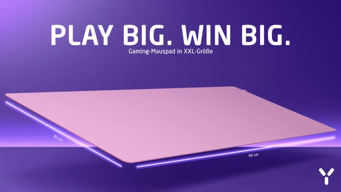 ISY IMP-3500 Gaming Mauspad XXL, 900x360mm, rosa