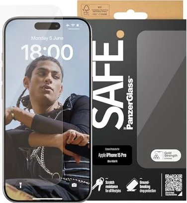 PanzerGlass Safe Screen Protector Ultra-Wide Fit für Apple iPhone 15 Pro