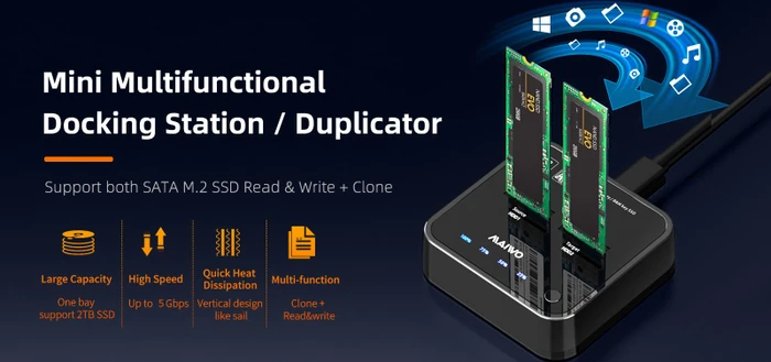 MAIWO M.2 SATA Dockingstation mit Klon-Funktion, USB-C 3.0 (verschiedene Markenbezeichnungen)