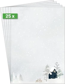 Sigel Weihnachtsmotiv Cozy Christmas Watercolor Kunstdruckpapier sehr helles blau, A4, 90g/m², 25 Blatt