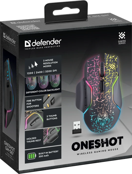 Defender Oneshot GM-067 Wireless Gaming Mouse schwarz, USB