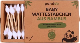 Pandoo Bambus-Wattestäbchen für Kinder und Babys, 55 Stück