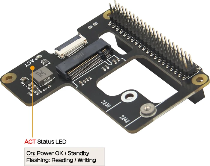 Geekworm X1000 PCIe auf M.2 Key-M NVMe Adapter-Board, M.2 M-Key 2230/2242 NVMe Slot für Raspberry Pi 5