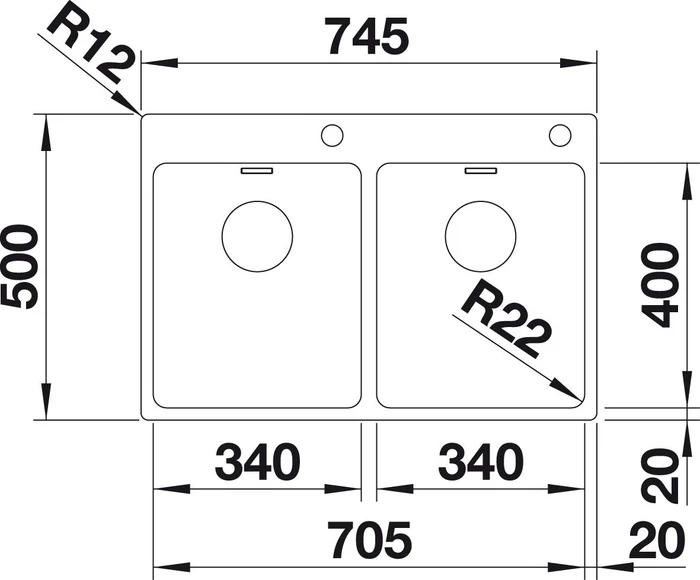 Blanco Andano 340/340-IF/A InFino Einbau Doppelspüle mit Ablauffernbedienung edelstahl