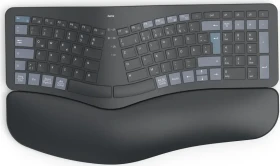 Hama WK-900 Ergo Multi-Device Tastatur, schwarz, LEDs weiß, mit Handballenauflage, USB/Bluetooth, DE (00173071)