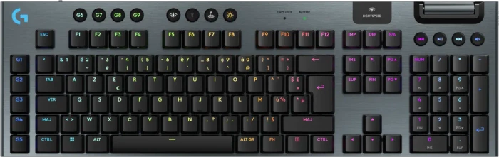 Logitech G915 X Lightspeed, schwarz, LEDs RGB, GL CLICKY, USB/Bluetooth, FR