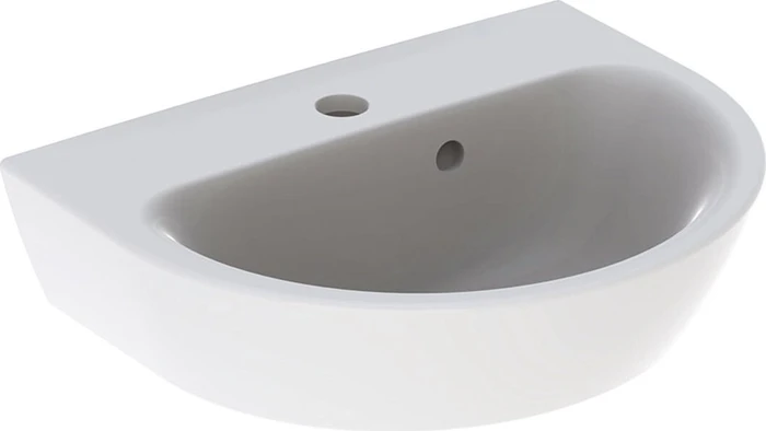 Geberit Renova Handwaschbecken 45cm, Hahnloch mittig, mit Überlauf, weiß