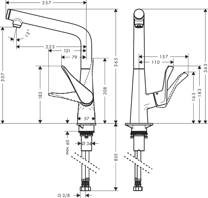 Hansgrohe Metris Select M71 320 1jet edelstahl finish